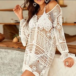 Elegant White Crochet Beach Dress